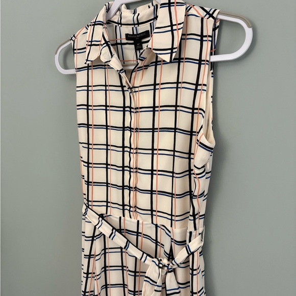 Banana Republic Plaid Sleeveless Belted Shirtdress 8P NWT - Picture 3 of 13